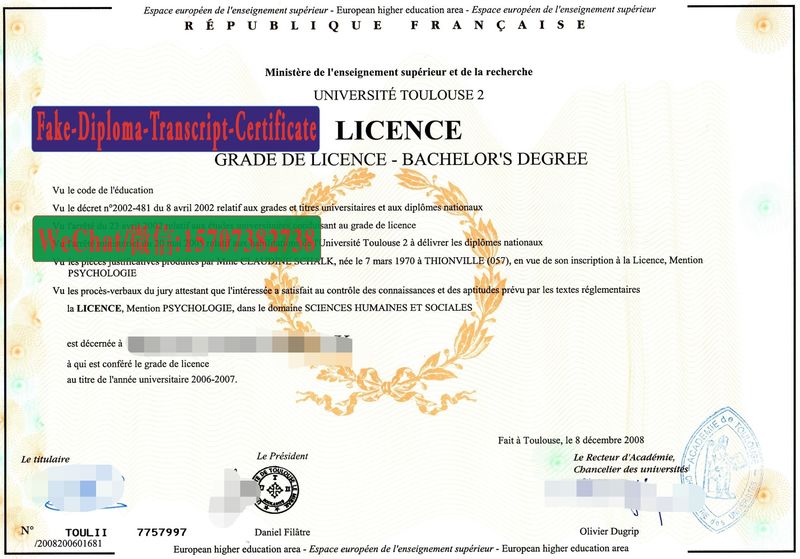 Replica Fake universite toulouse 2 Diploma