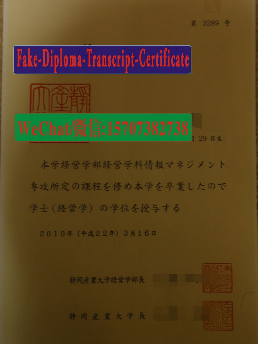 Shizuoka Sangyo University Diploma Certificate