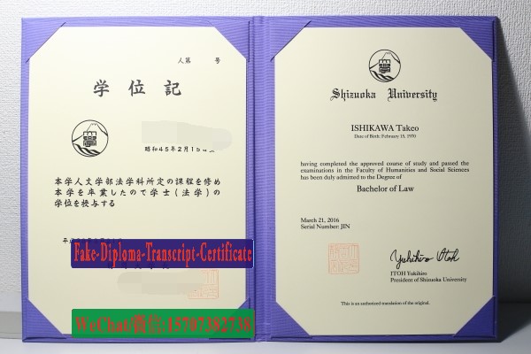 Shizuoka University Diploma Certificate