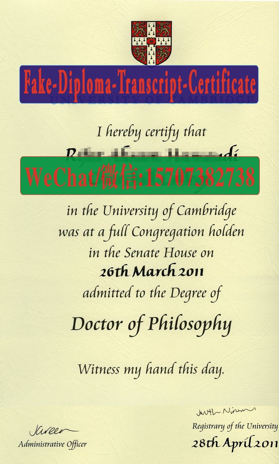 Where to order fake University of Cambridge Diploma